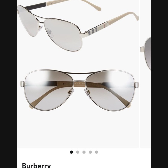Burberry Stylish Silver Aviator Sunglasses - Picture 3 of 8